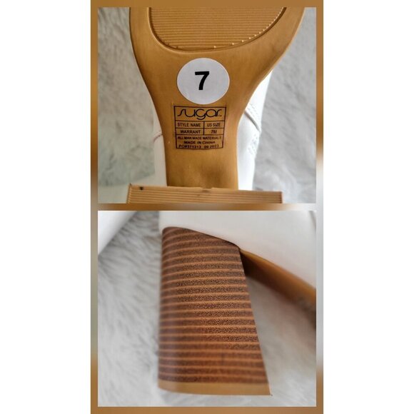 SUGAR Women's Warrant Platform White Faux Leather Ankle Boots - 7M - Picture 9 of 9